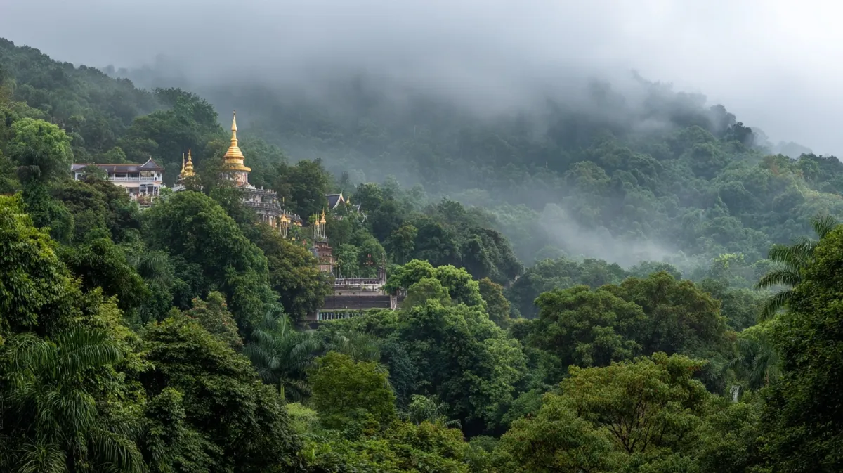 Doi Suthep Tempel über Chiang Mai bei Sonnenaufgang